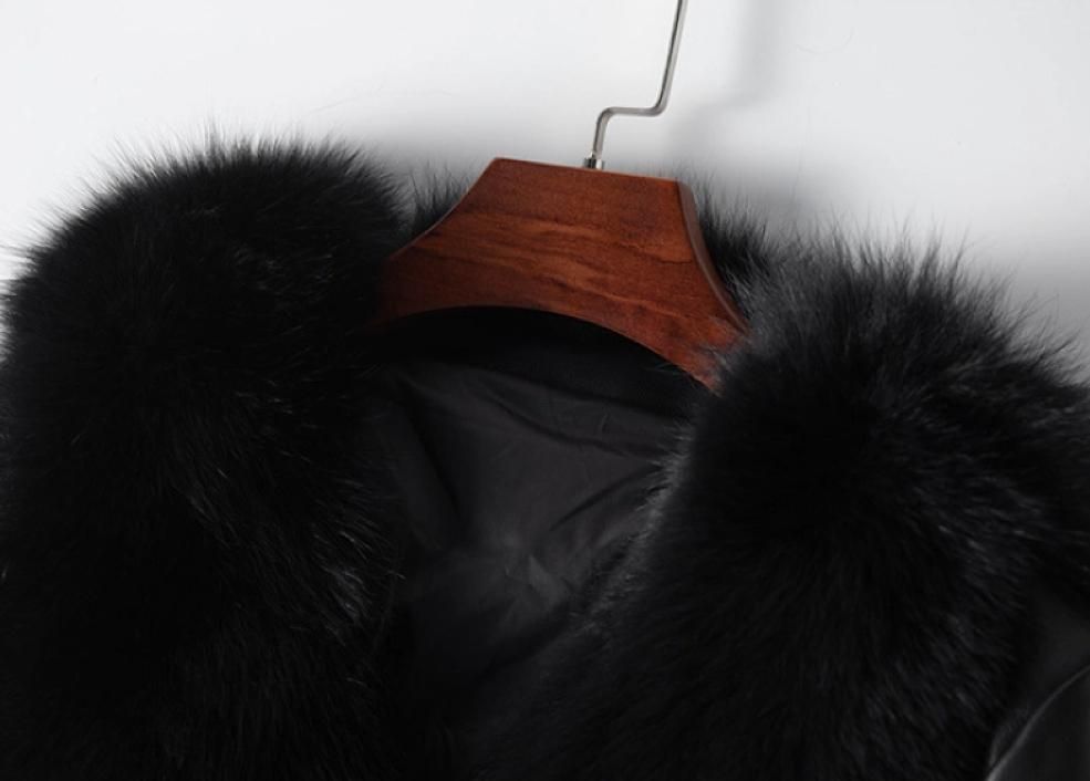 最 フォックス -羊革 -ダウンコートライダースジャケット毛皮ファー