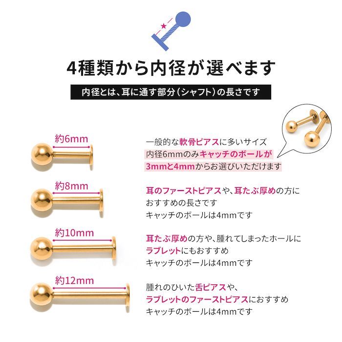【凛公式】ボディピアス キャッチ ピンクゴールド 18G ラブレット 軟骨ピアス トラガス ヘリックス ヘリックスピアス サージカルステンレス 金属アレルギー対応