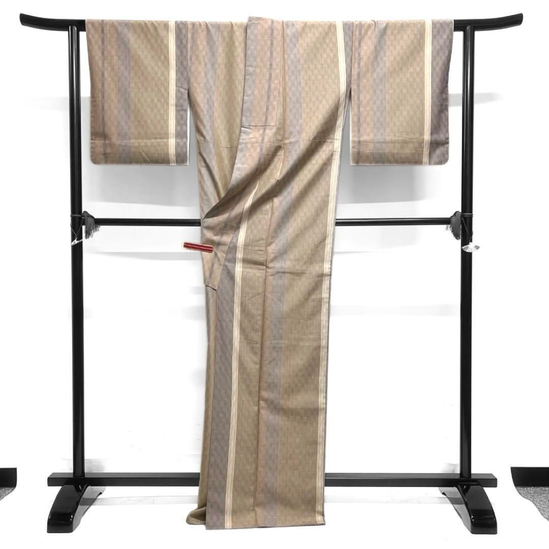 小紋 紬 立涌 縦縞 くすみカラー お洒落 着物 021a d - メルカリ 