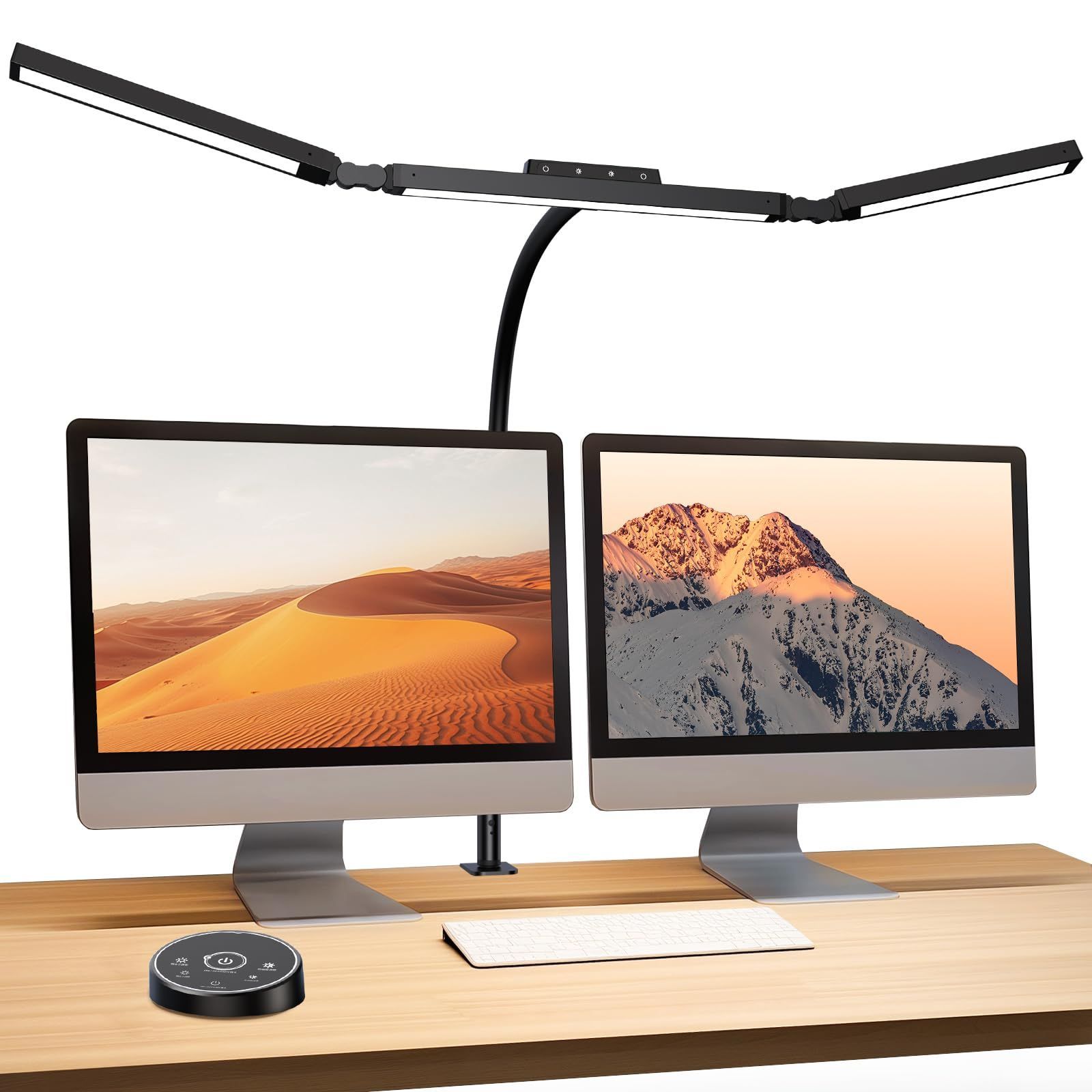 幅98cm 「無線リモコン・3光源Max版・環境補助光・独立制御・2000Lx」 クランプ 電気スタンド LED 多角度調節 4段階調光調色 「24W・PSE認証済」 幅広 デスクライト スタンドライト 目に優しい 卓