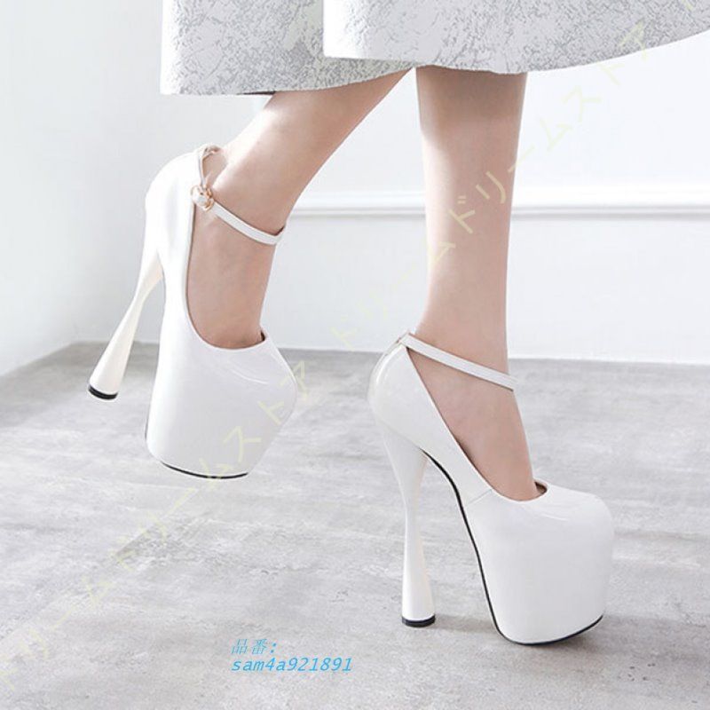 ストーム パンプス ハイヒール アンクルストラップ レディース 19CMヒール シンプル 無地 クッション 痛くない 歩きやすい キャバパンプス エナメル am4a921891