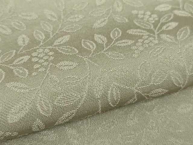 平和屋着物□極上 色無地 ロング丈 幸運宝珠 南天地紋 枯野色 反端付き