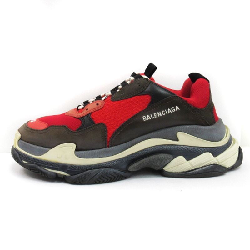 バレンシアガ BALENCIAGA トリプルS ダッド スニーカー ローカット 516440 赤 レッド 28.5cm