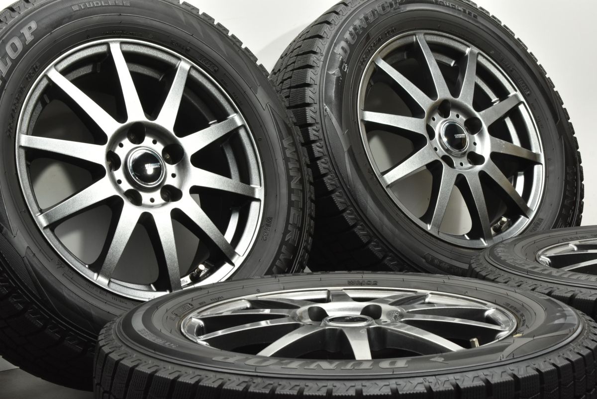 バリ溝 10本スポーク 16in 6.5J 48 PCD114.3 ダンロップ ウィンターマックス WM02 205 65R16 ヤリスクロス セレナ CX-30 MX-30 可