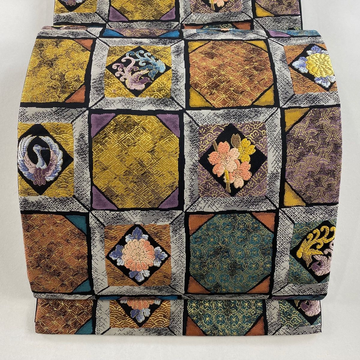 袋帯 美品 秀品 鶴 華文 唐織 箔 黒 六通 正絹 【中古】 - メルカリ