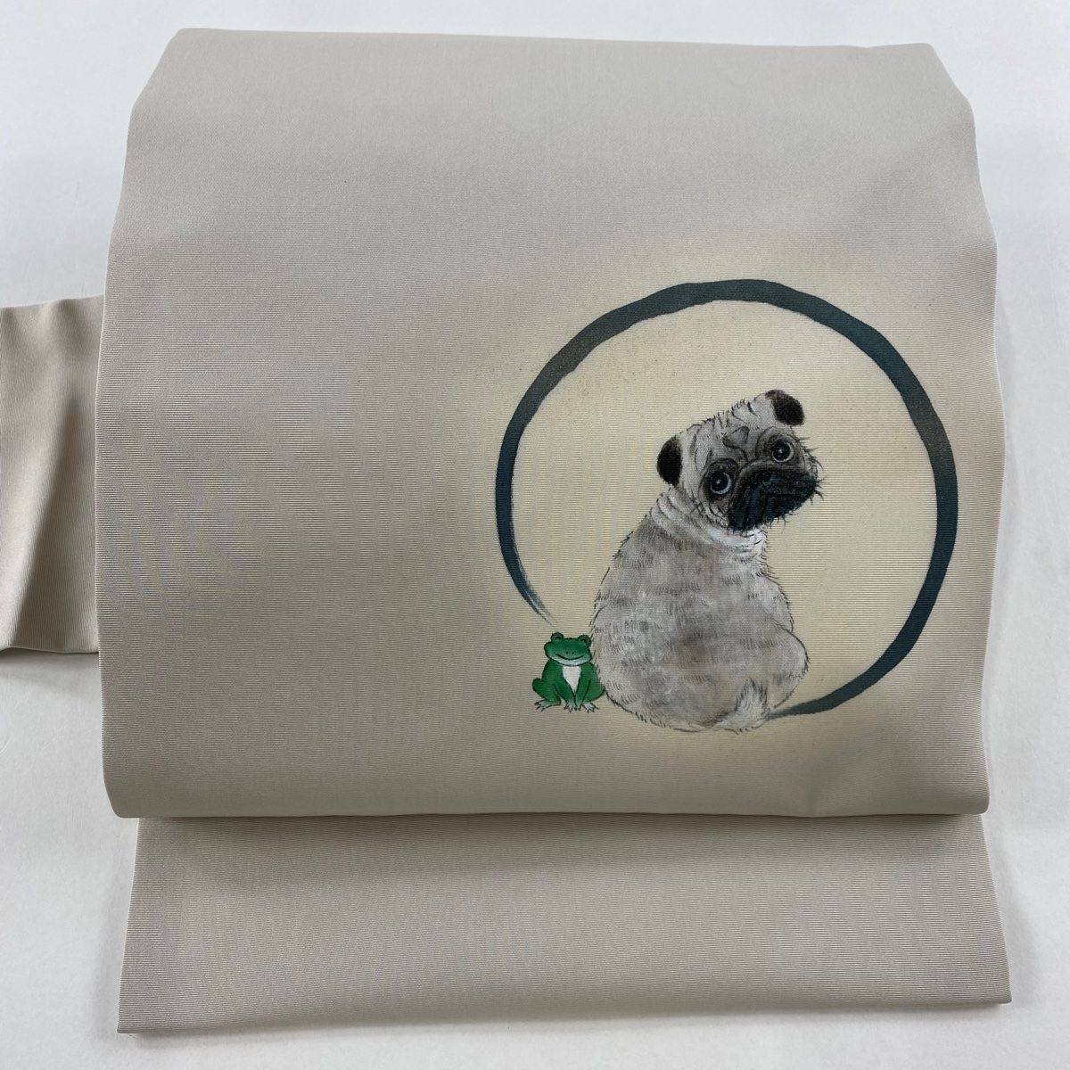 名古屋帯 美品 逸品 いぬ かえる 灰色 正絹 【中古】（【楽天市場  