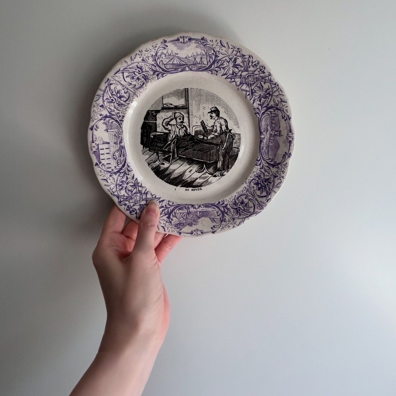 工場 French antique Sarreguemines antique plate