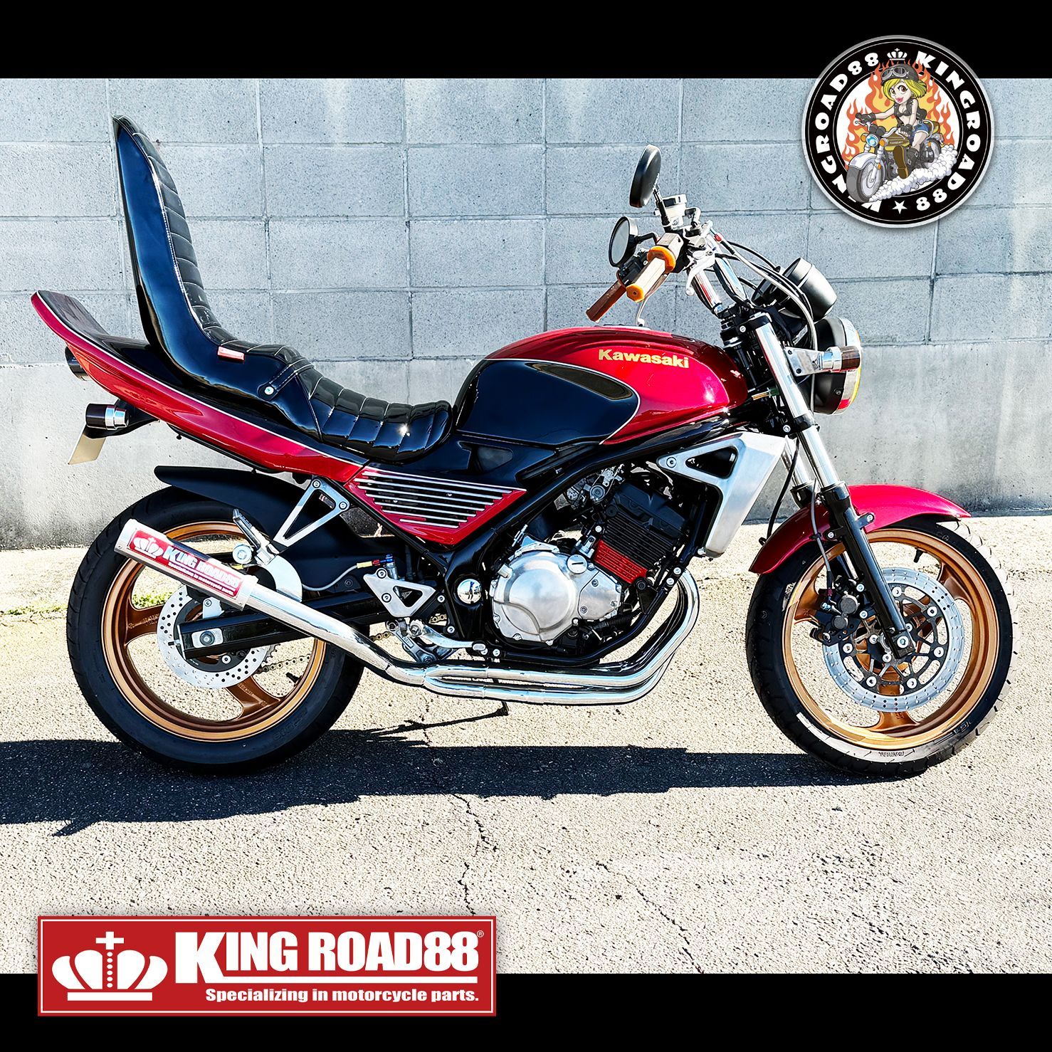 新商品□3個限定□初回モニター価格】カワサキ バリオスⅠ型 ZR250B ☆ KingRoad88 / ３段シート / エナメル ブラック 45cm  / 36,800円→26,800円 / 送料無料！！！ 1型 三段シート - メルカリ