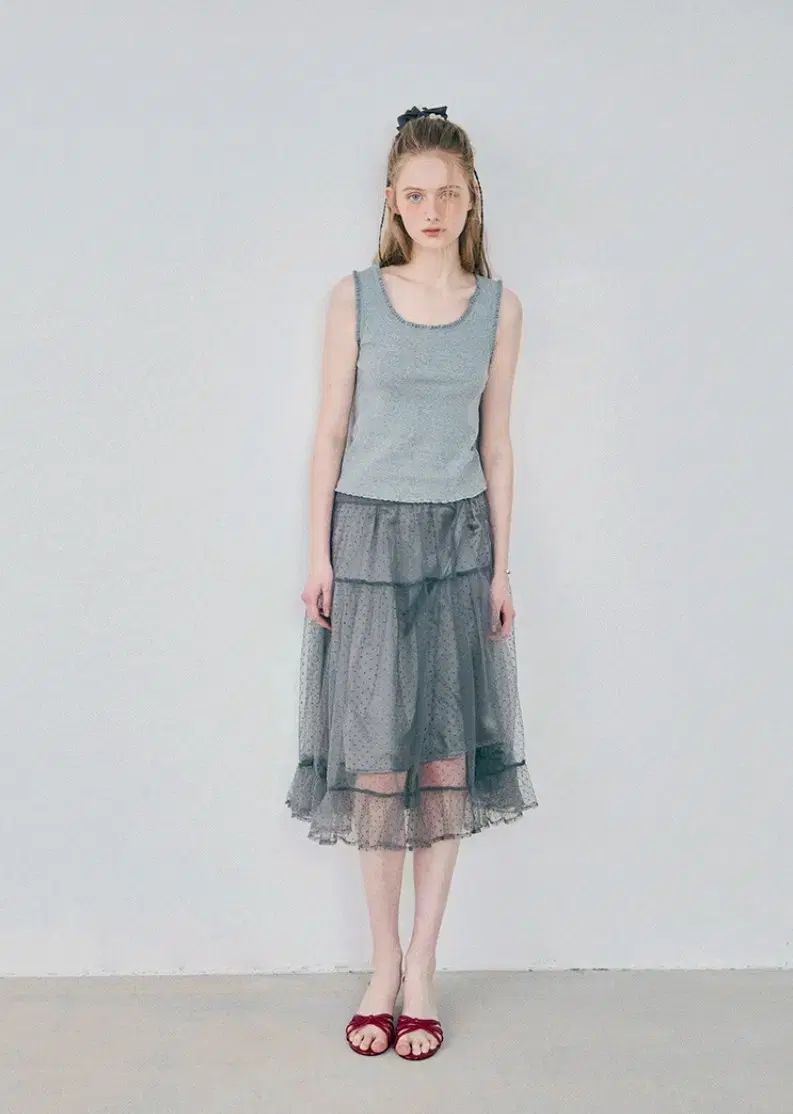 ハネ ティアード チュール スカート Blush Grey m サイズ