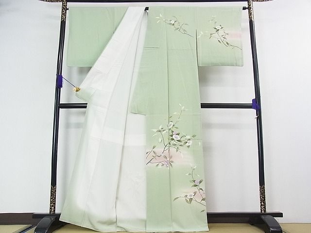 平和屋2□極上 本加賀友禅作家 相川達博 訪問着 枝花文 暈し染め 反端  