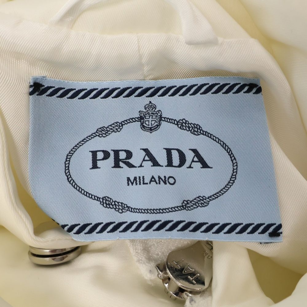 PRADA - PRADA プラダ RENYLON リナイロンギャバジン フード付きブルゾンジャケット ホワイト レディース 291943 PRADA (プラダ) RENYLON リナイロンギャバジン フード付き