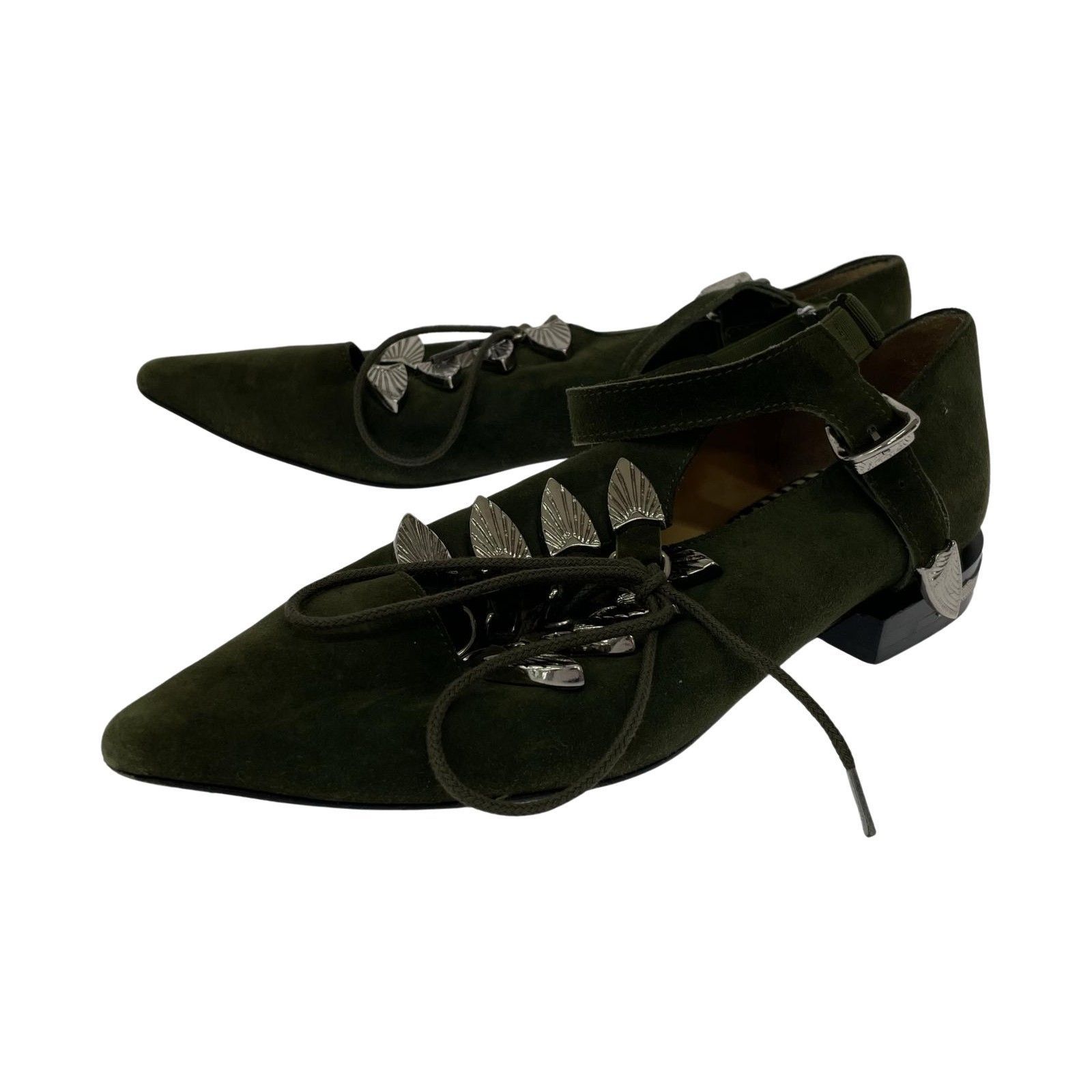 TOGA PULLA ポインテットトゥ シューズ 37 オリーブ