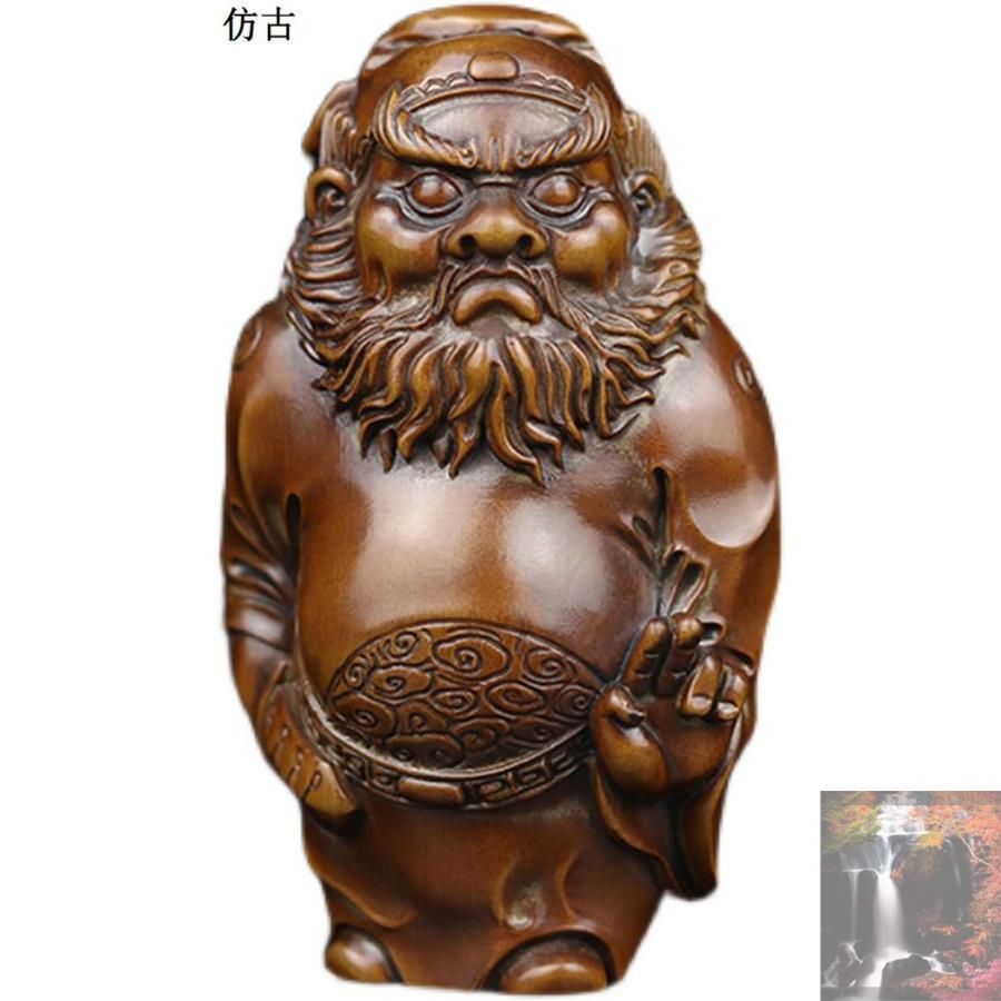 ミニチュア仏像 鍾馗様鍾馗・鎮宅聖君置物 （木製：ツゲ）＿