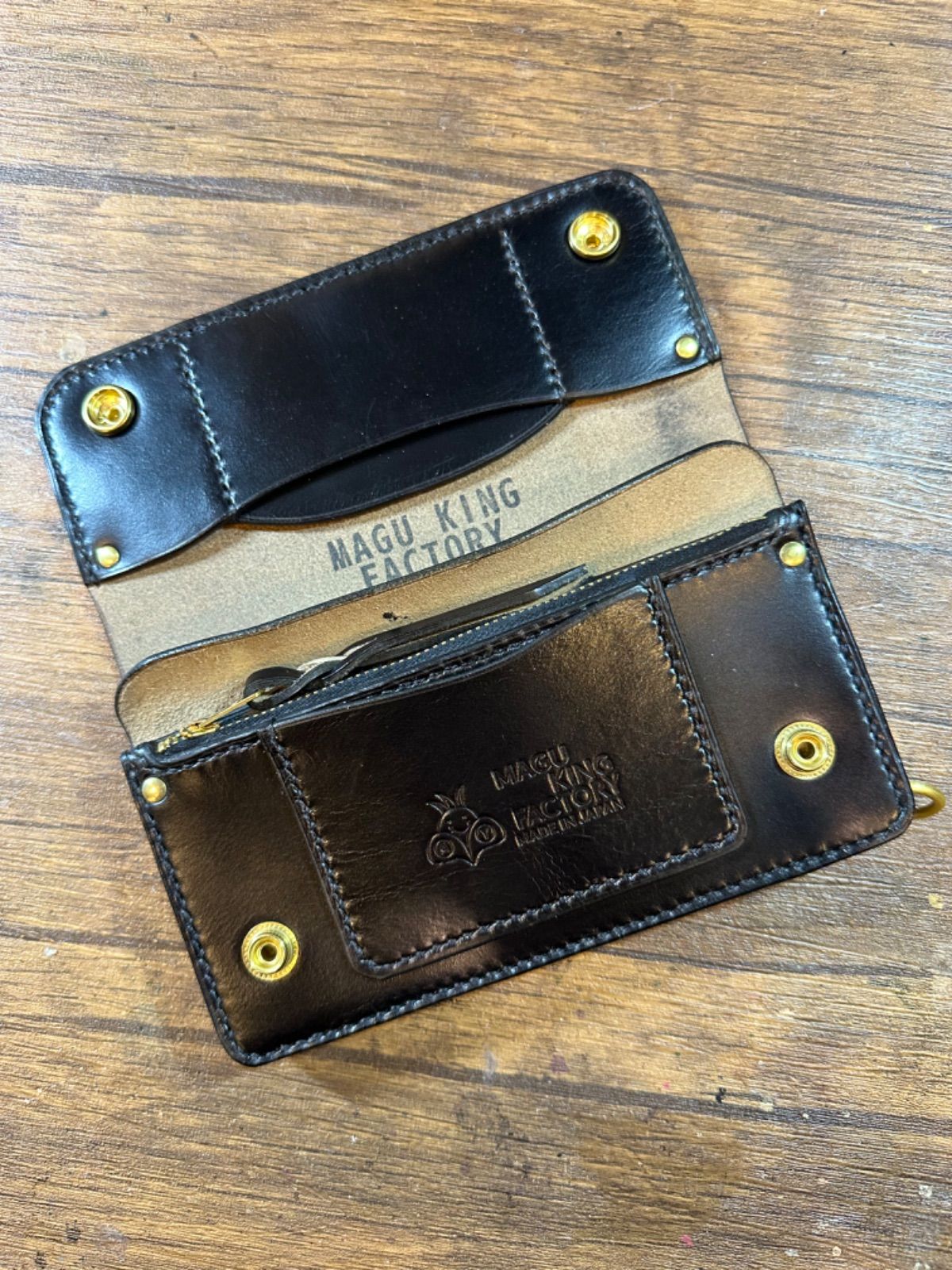 受注製作 WK-17MFA 三層 ミディアムトラッカーウォレット クロムエクセル ハンドメイド