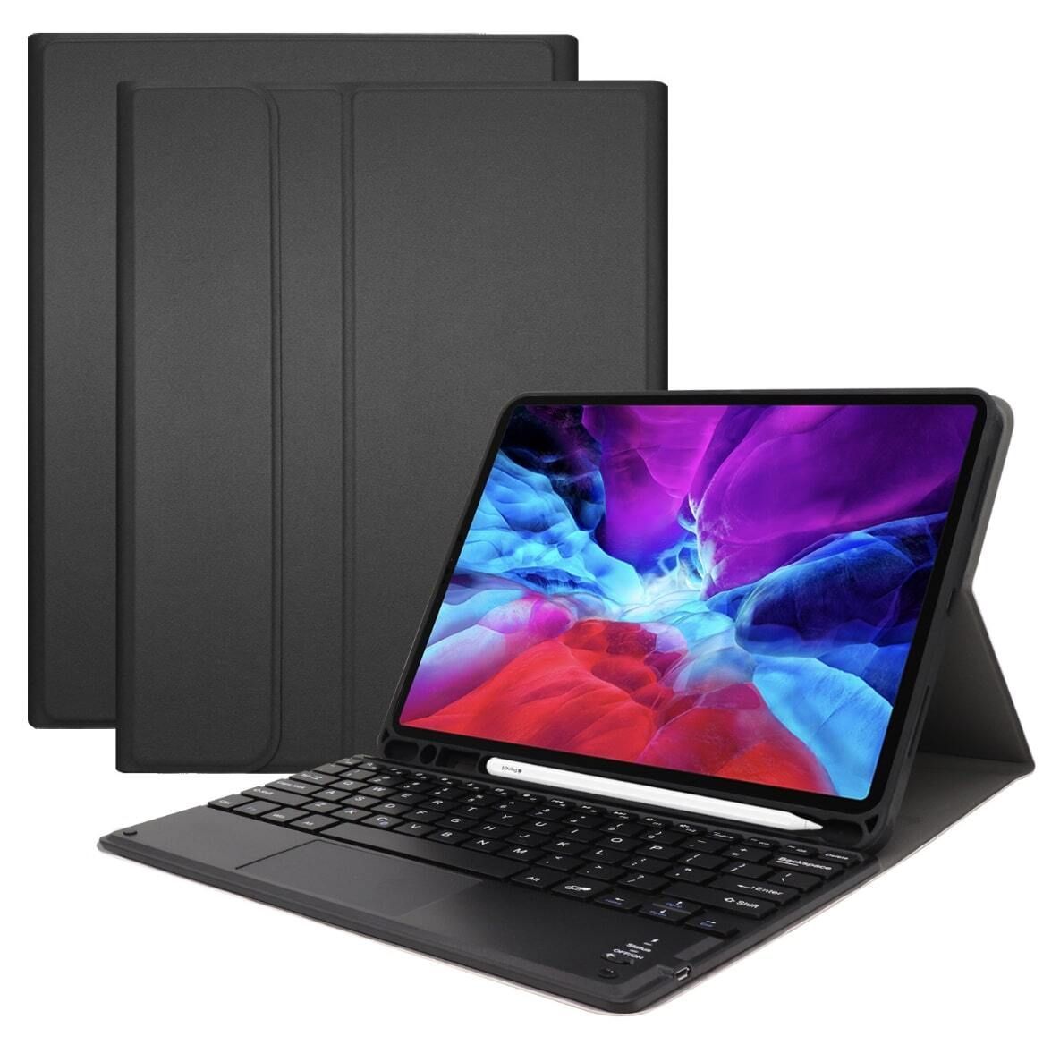 iPadケース キーボード付き iPadPro 12.9インチ ブラック スタイリッシュ 充電ケーブル付き
