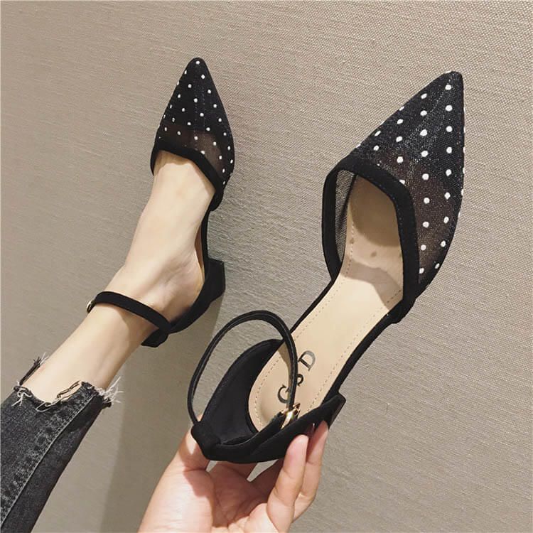 美品✨ダイアナ ドット柄シースルーパンプス ブラック チュール ポインテッドトゥ 美品✨ダイアナ ドット柄シースルーパンプス ブラック チュール
