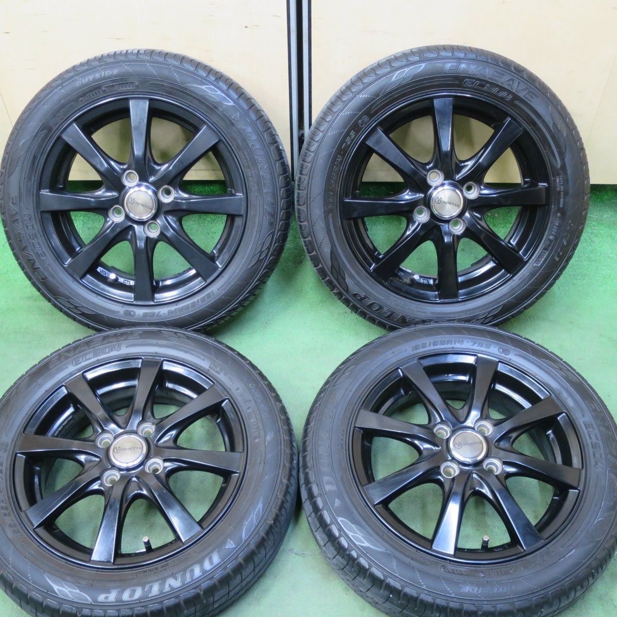 キレイ 23年 155 65R14 ダンロップ エナセーブ EC204 VENDETTA ベンデッタ 14インチ PCD100 4H 5092603TTノ