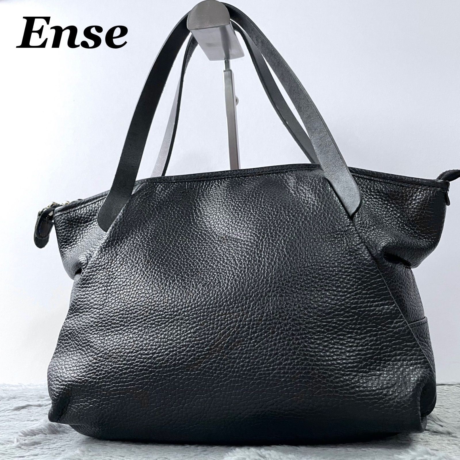 級 Ense エンサ トートバッグ ハンドバッグ ミニ シュリンクレザー シボ革 ブラック 黒 北欧暮らしの道具店