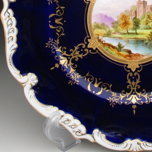 コールポート コバルト金彩古城風景絵