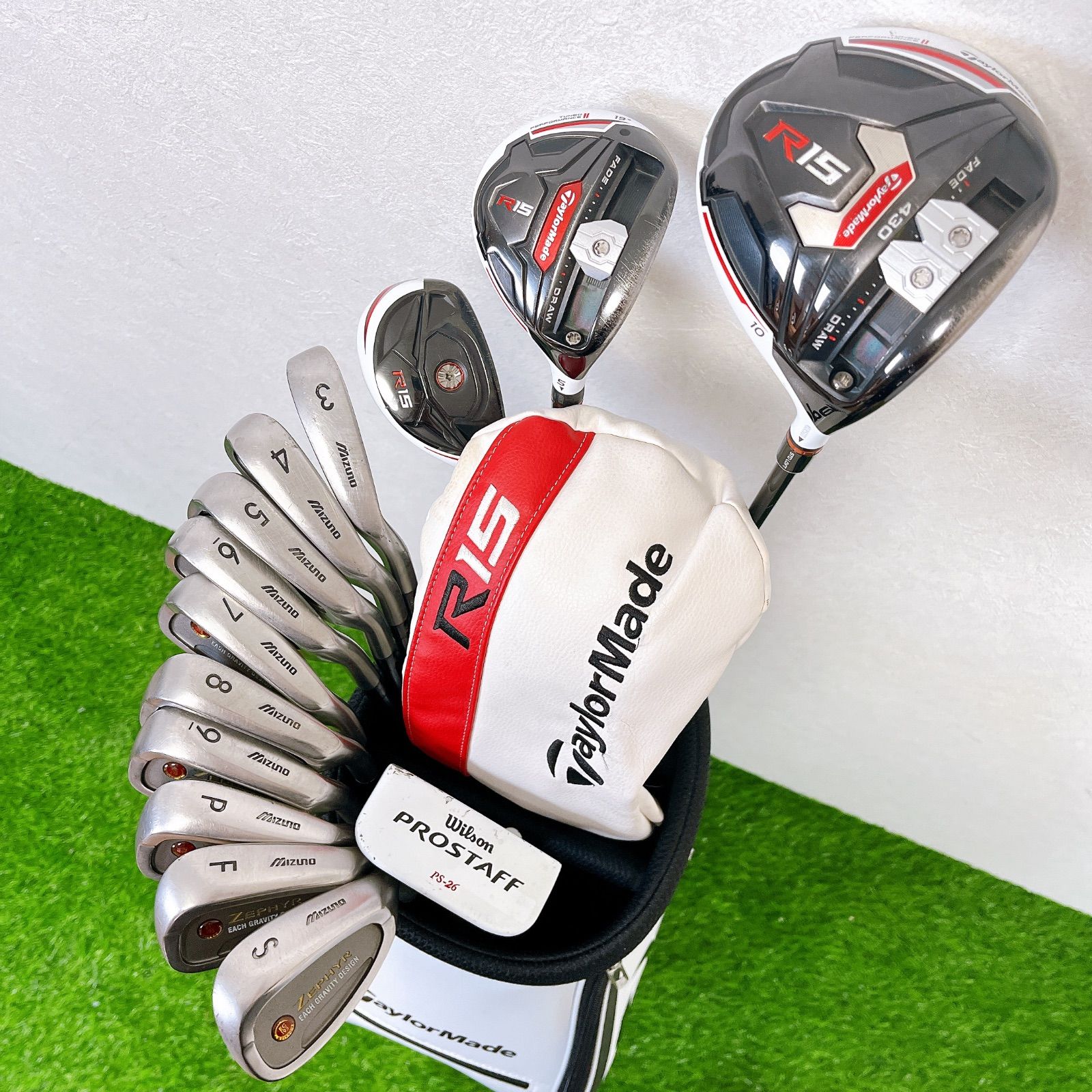 【キャディバッグ新品】テーラーメイド　R15 メンズゴルフ　豪華14本フルセット キャディバッグ新品】テーラーメイドR15 メンズゴルフ豪華14本フルセット