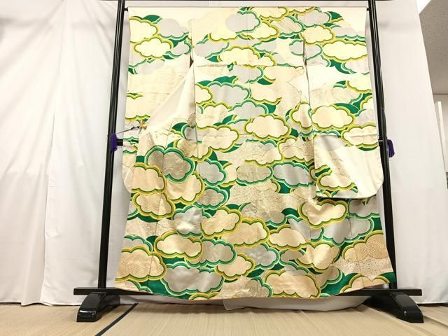 平和屋着物□豪華振袖 駒刺繍 霞文 金彩 正絹 逸品 AAAZ3406mf