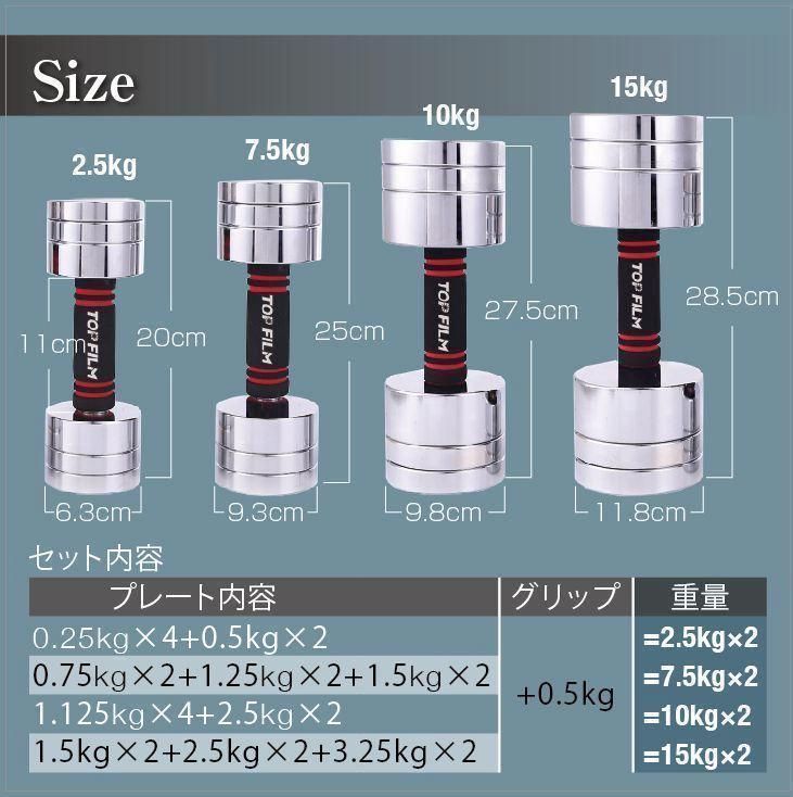 ダンベル 可変式 小型 スチールダンベル 10kg 2個セット 1038 - Shop ...