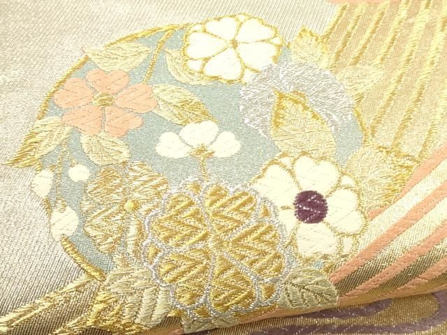 平和屋着物○九寸名古屋帯 唐織 雪輪花文 黒地 金糸 正絹 逸品 DAAU5944ps