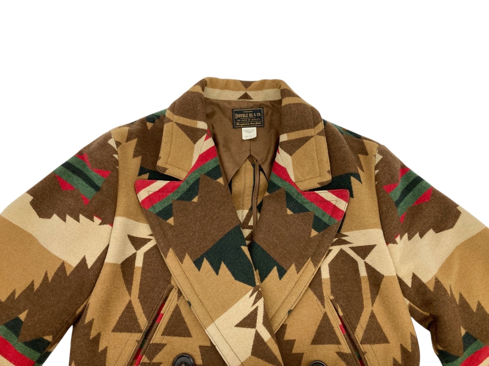 DOUBLE RL ネイティブ柄 ベルテッド ダブルブレストコート DOUBLE RL ネイティブ柄 ベルテッド ダブルブレストコート