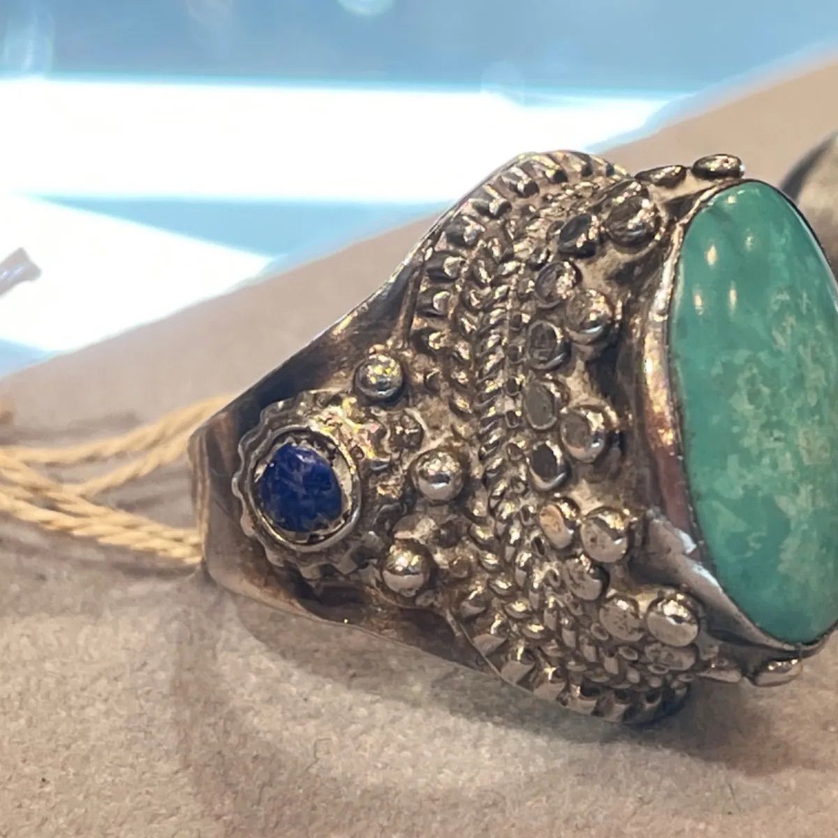 アンティーク ターコイズ ラピスラズリ リングシルバー925 天然石 指輪  