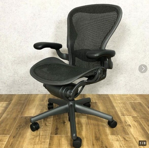 ≪es fjtページ≫ハーマンミラー Herman Miller アーロンチェア Aeron Chair サイズB スタンダード 固定肘 メッシュ ※引取限定※