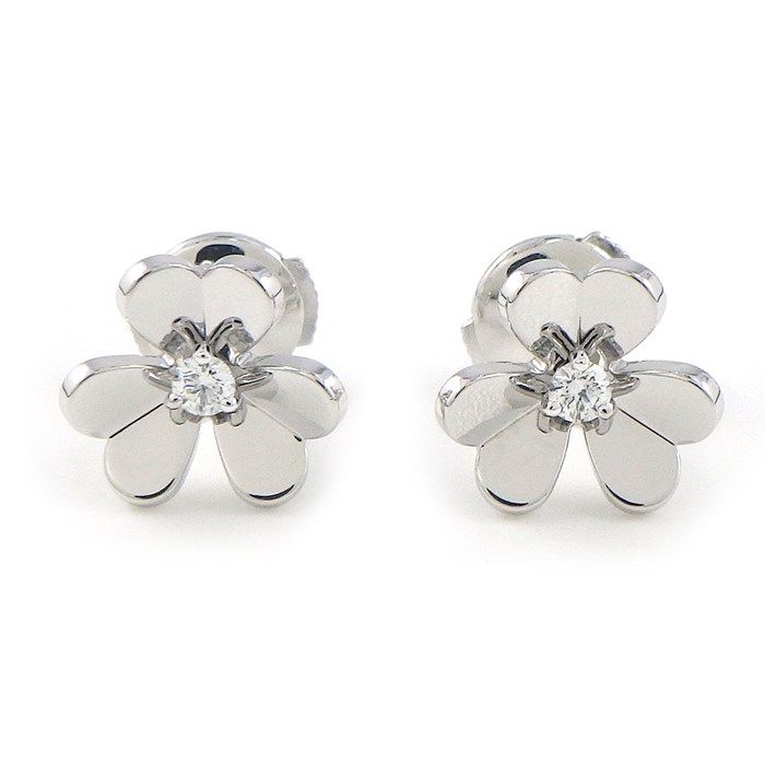 ヴァンクリーフ＆アーペル Van Cleef - Arpels ピアス フリヴォル ミニ VCARP0J600 フラワーモチーフ 2ポイント ダイヤモンド 計0.10ct K18WG