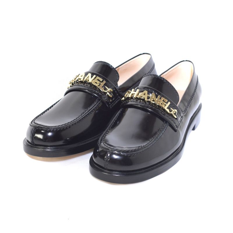 定番日本製シャネルエナメルローファー革靴37C 靴