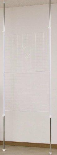 山善 YAMAZEN 突っ張り パーテーション ワイヤータイプ 幅90×奥行5×高さ166.5-295.5cm フック4個付き 壁掛け 収納 壁面収納 天井 間仕切り 組立品 ホワイト SP-90 W