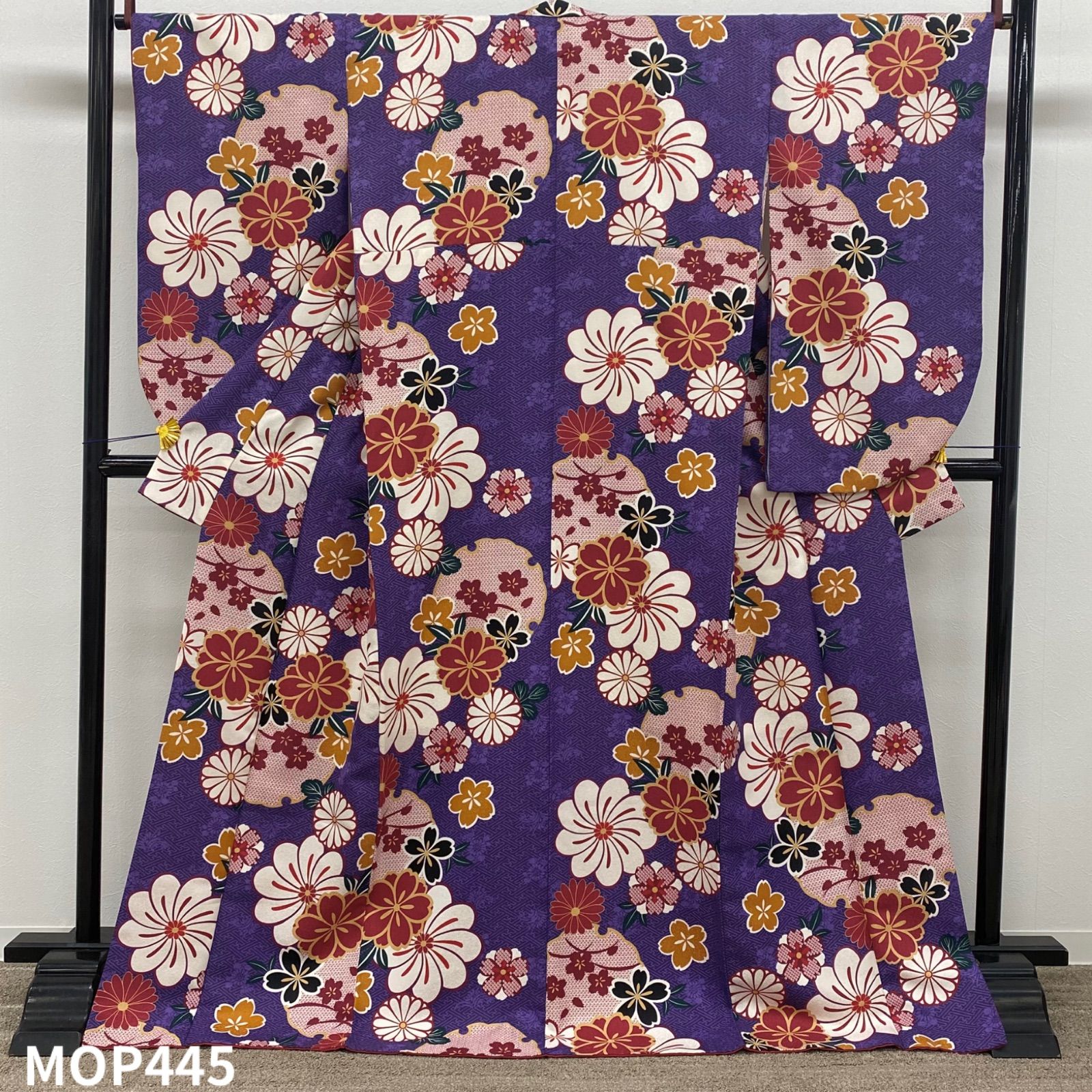 二尺袖 ポリエステル着物 紋意匠 雪輪に花 袴向き MOP445