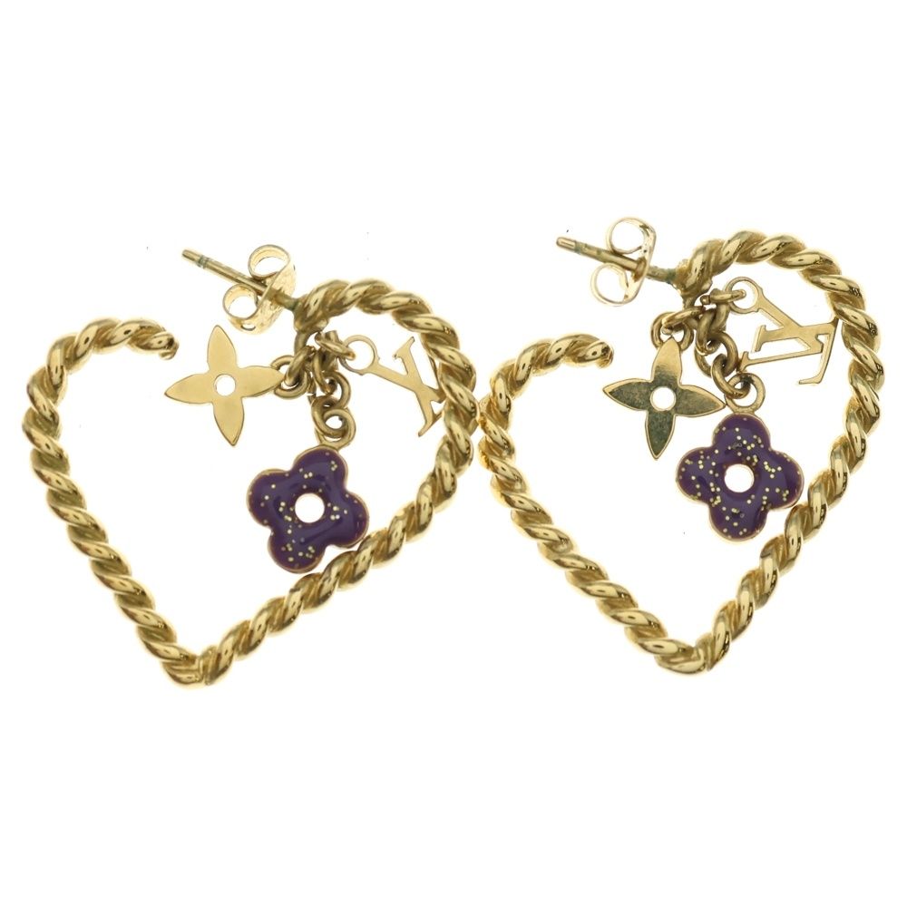 LOUIS VUITTON ルイヴィトン ブークルドレイユ スウィートモノグラムインマイハート ピアス ゴールド M65823