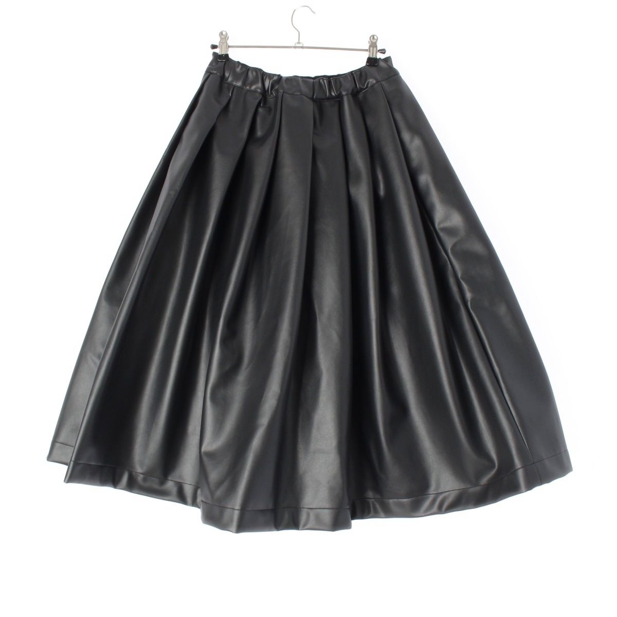 コムデギャルソン AD2025 24AW フェイクレザー ドローストリングオーバー イージー スカート スカート ボトムス GN-S022 ブラック XS