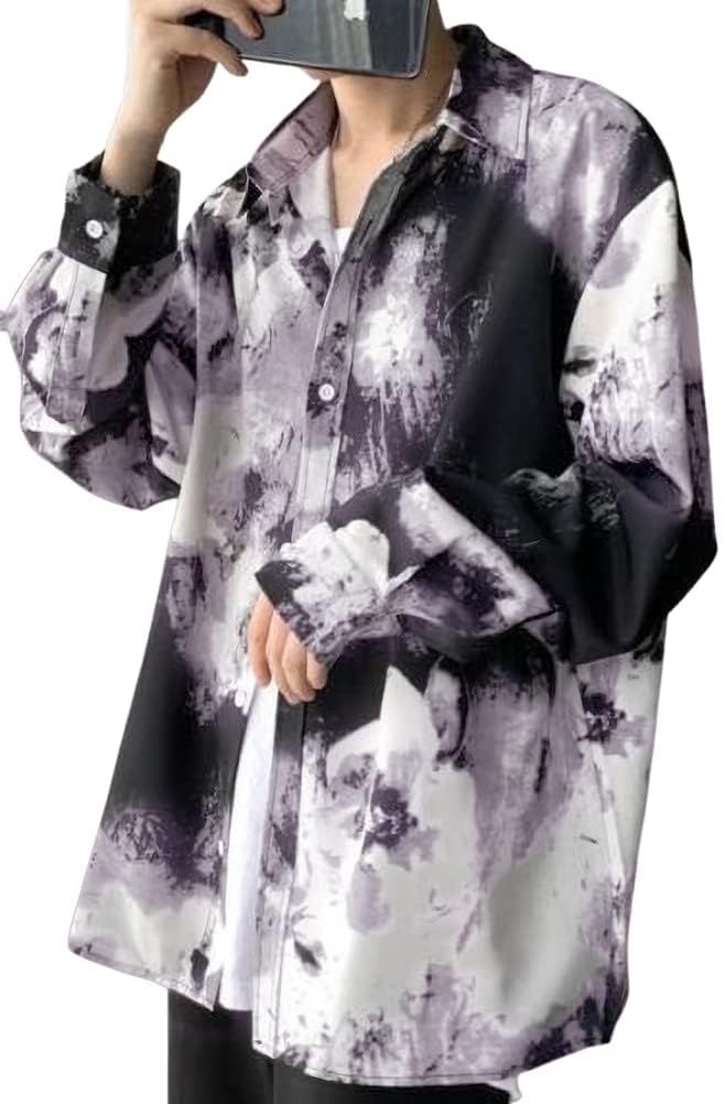[アスペルシオ] 長袖 ドレスシャツ メンズ 長そで ながそで ナガソデ ロングスリーブ ワイドカラー カラフル ストリート 細身 カラーシャツ 柄シャツ 長袖シャツ 襟付き カフス ボタン お兄
