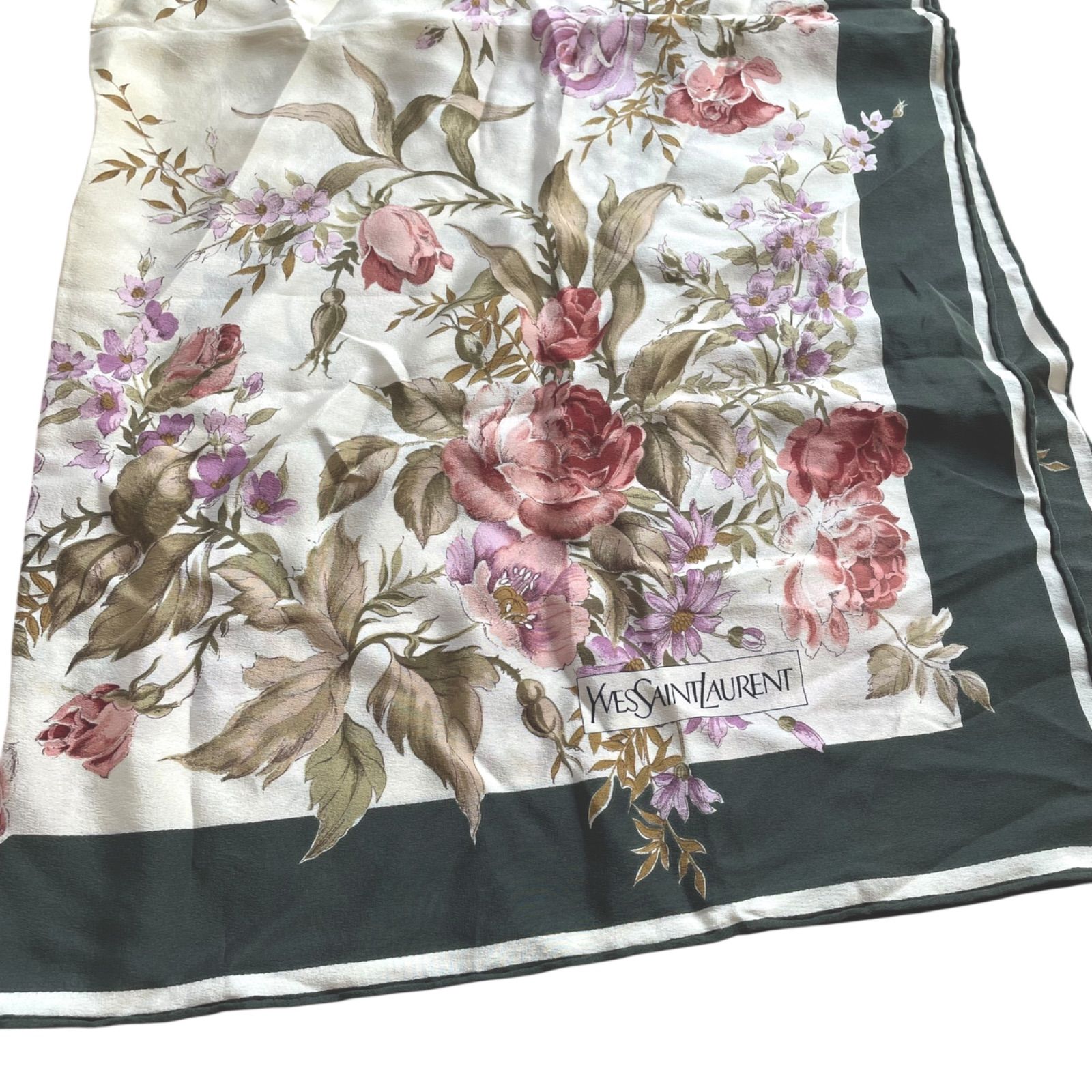 イブサンローランYSLスカーフ Yves Saint Laurent Vintage Silk Scarf イヴ・サンローラン