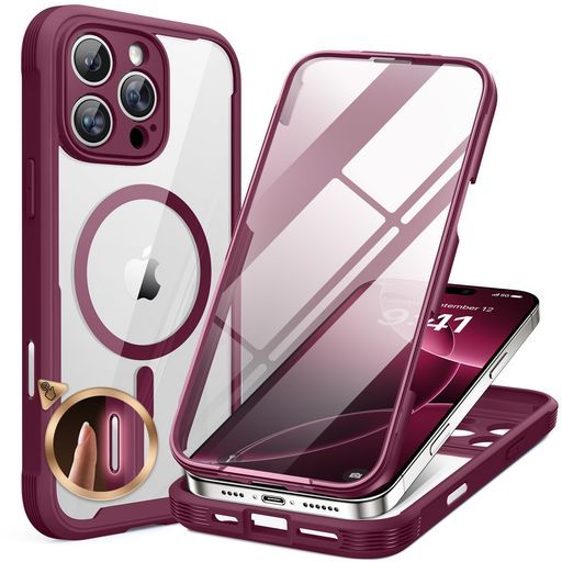 数量限定，豊富な MiracaseiPhone16proケースMagSafe対応スマホケースいPhone16pro用カバー9H強化ガラス360°保護全身バンパー保護ケース6.3インチフルカバーワイヤレス充電対応マグセーフ対応マグネット搭載梅 その他