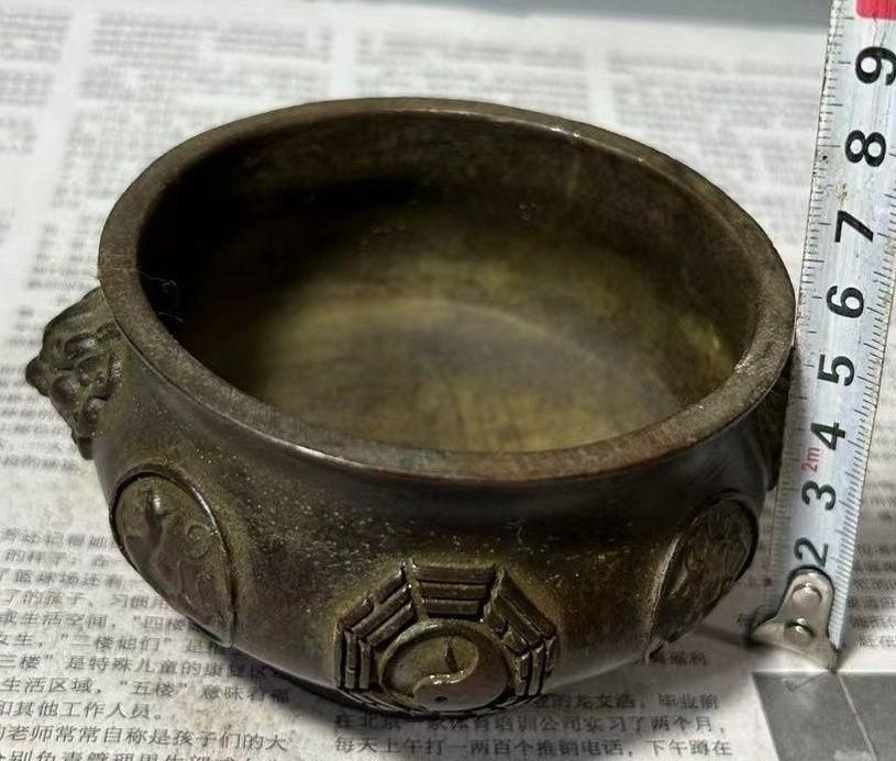 銅器 四神獣卦香炉 室内盤香炉 仏堂挿香炉 焼香炉 香道具 装飾品