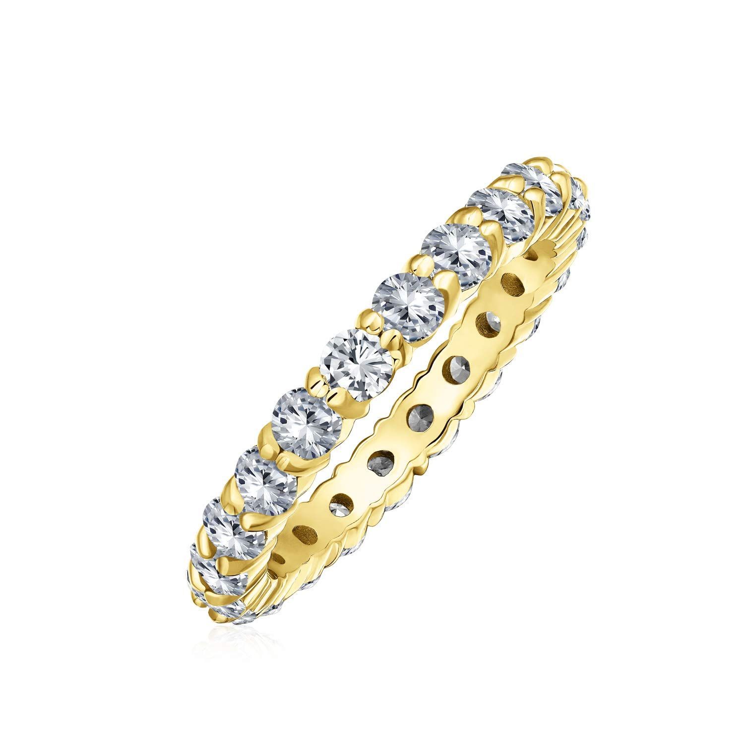 【数量限定】[Bling Jewelry] キュービックジルコニアピンクCZバンドスタッカブルエタニティ記念日ウェディングバンドリング女性のための14Kゴールドメッキスターリングシルバー