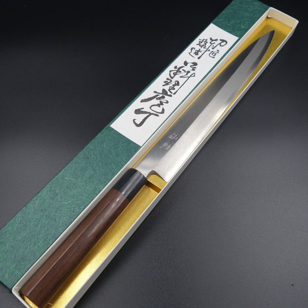 仙助 包丁 柳刃包丁 刺身包丁 270mm 銀三 ステンレス 紫檀シノギ柄