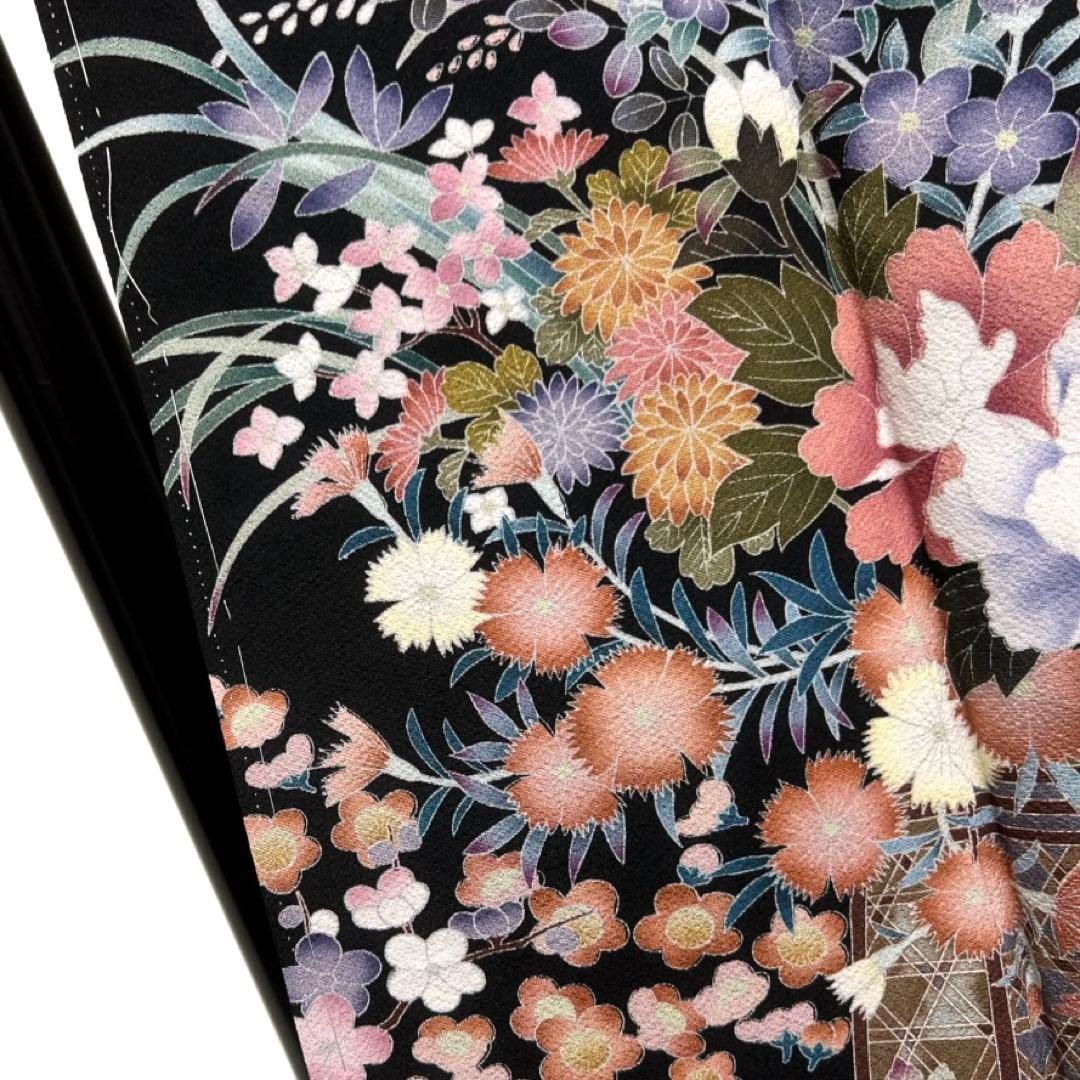 未着用　作家もの　京加賀友禅　五つ紋　花籠　比翼付き　着物　044a d 未着用 作家もの 京加賀友禅 五つ紋 花籠 比翼付き 着物 044a d