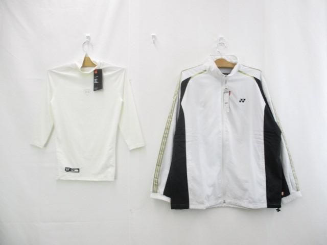 未使用 アンダーアーマー ヨネックス 長袖Tシャツ ウィンドウォーマージャケット 2点 M L ホワイト メンズ