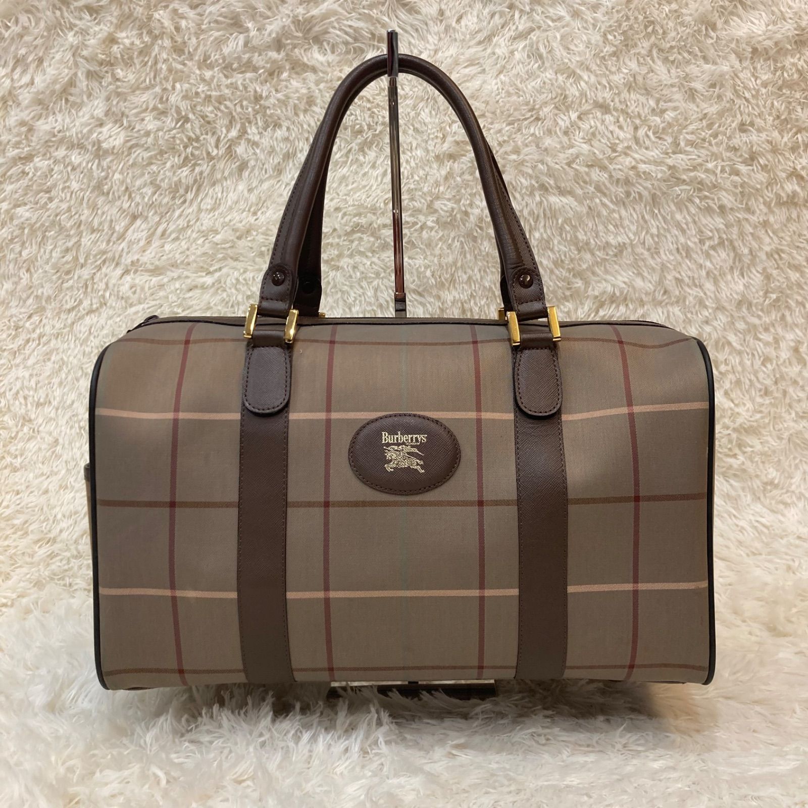 Burberry ボストンバッグ　玉虫色　ホースロゴ　ノバチェック Burberrys バーバリーズ ボストンバッグ ノバチェック 玉虫色