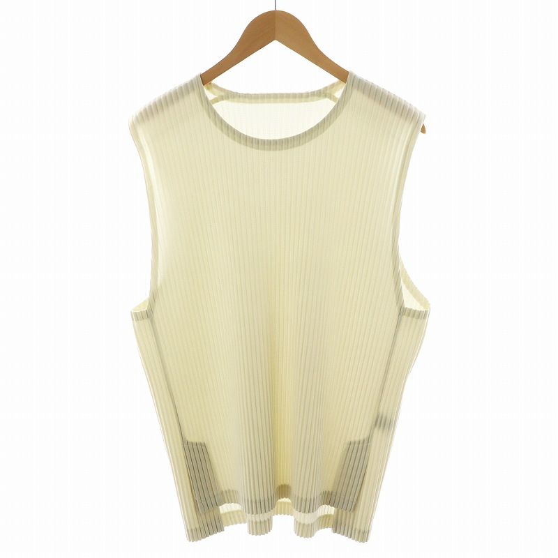 オムプリッセイッセイミヤケ HOMME PLISSE ISSEY MIYAKE カットソー ノースリーブ プリーツ 2 アイボリー HP11JK116 |AN42