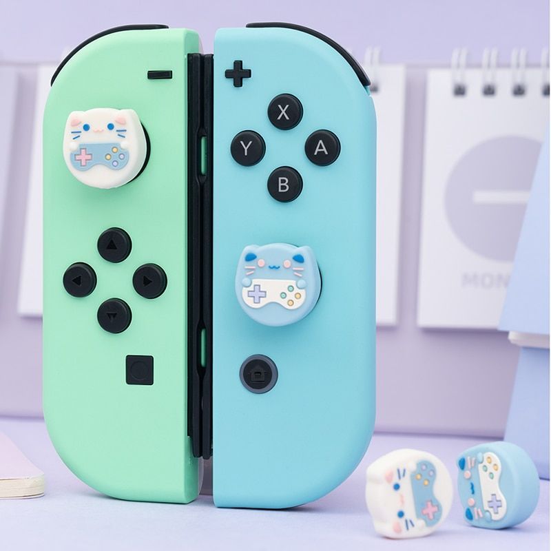 【猫カスタム】Nintendo Switch 本体＋ジョイコンセット スイッチ グッズ ジョイコン キャップ カバー 4個セット ネコゲーマー