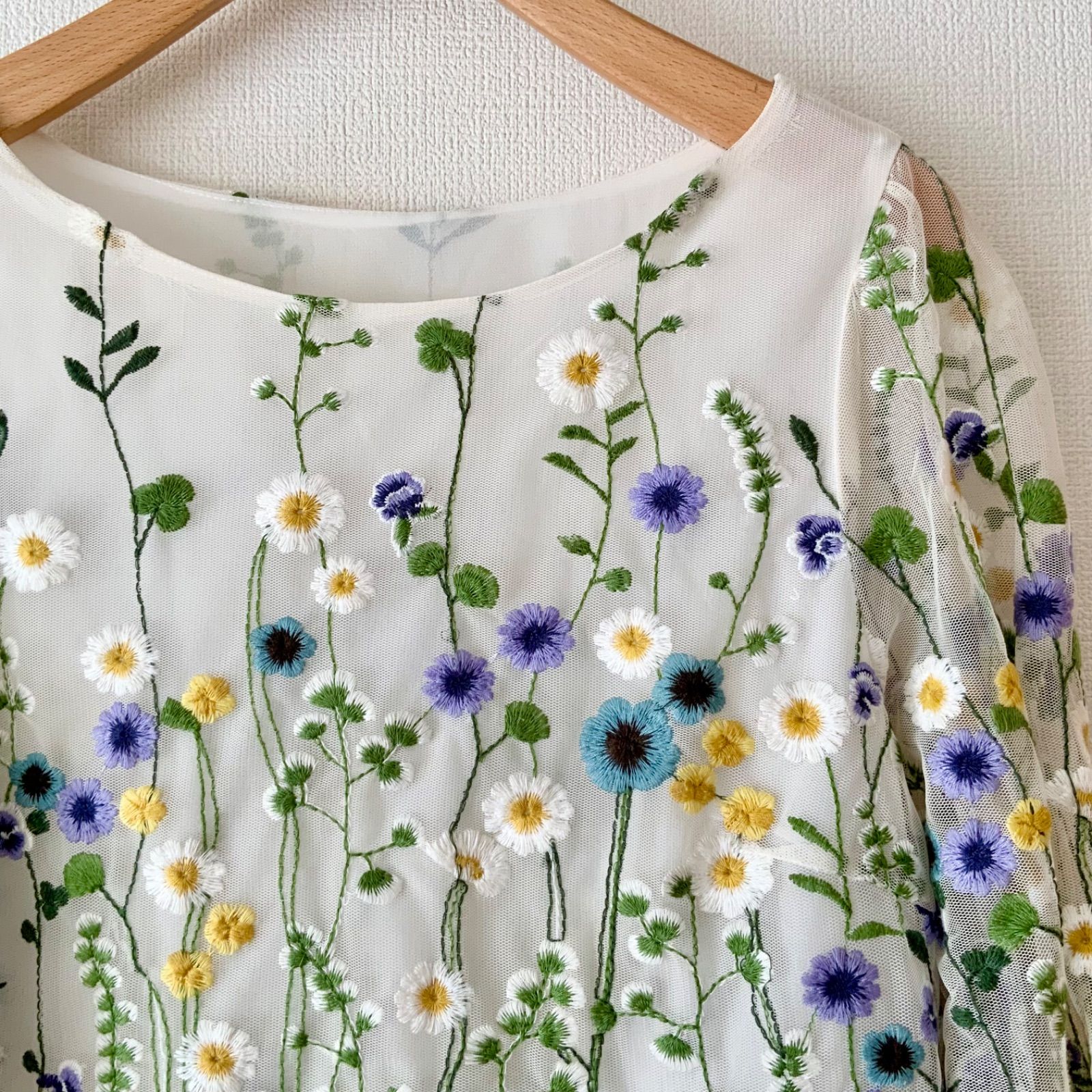 ☆美品☆【ANATELIER アナトリエ】花柄 チュール刺繍 ブラウス サイズ 