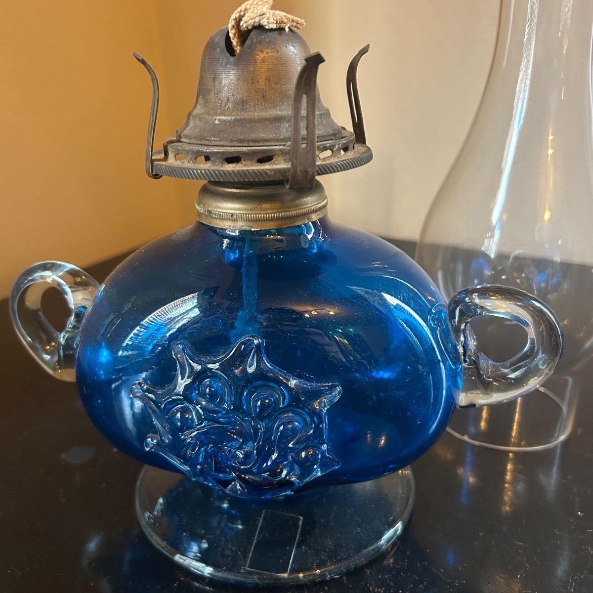 北一硝子 オイルランプ ブルー 小樽 インテリア ビンテージ アンティーク