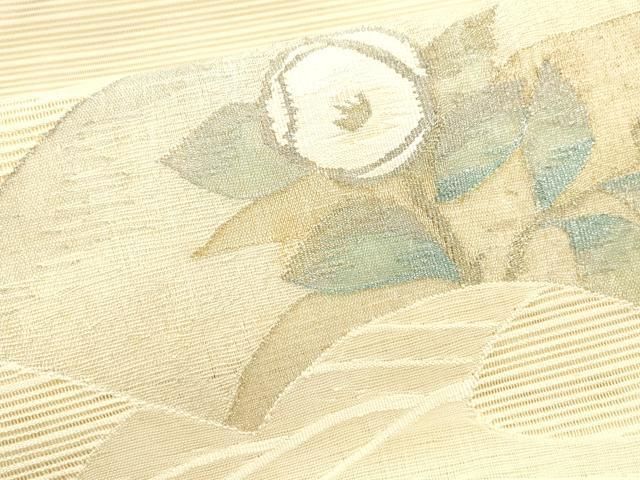 平和屋着物＊夏物 絽綴れ 八寸名古屋帯 流水枝花文 金